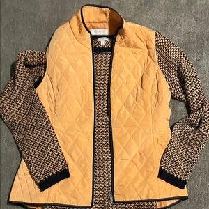 Talbots tangerine and navy Crew Neck Sweater/ vest combo